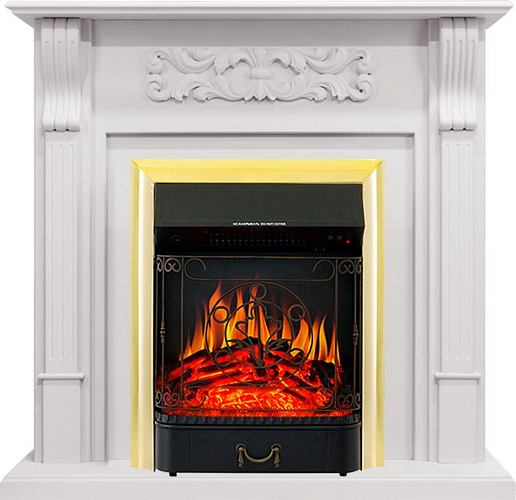 Royal Flame Venice с очагом Majestic FX Brass фактурный белый_0